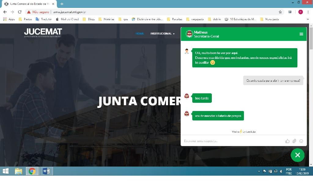 Jucemat instala chat para agilizar atendimento ao cidadão