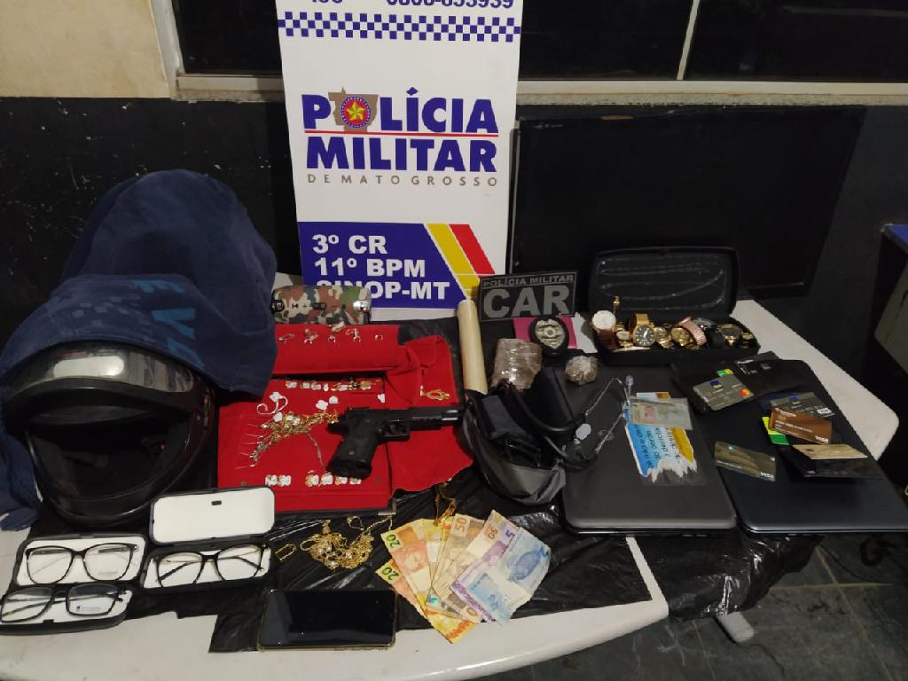 Suspeito roubo com longa ficha criminal é detido junto com a esposa em Sinop