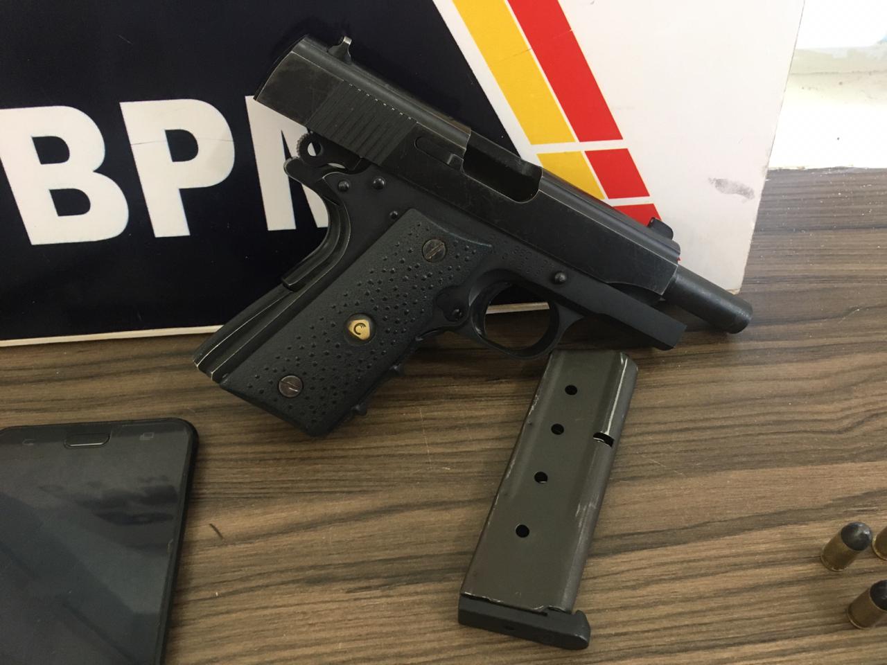 Policia Militar apreende pistola e munições em Lucas do Rio Verde