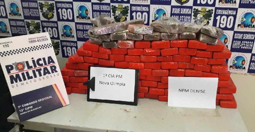 PM de Nova Olímpia apreende mais de 90 kg de maconha e recupera carro roubado em VG