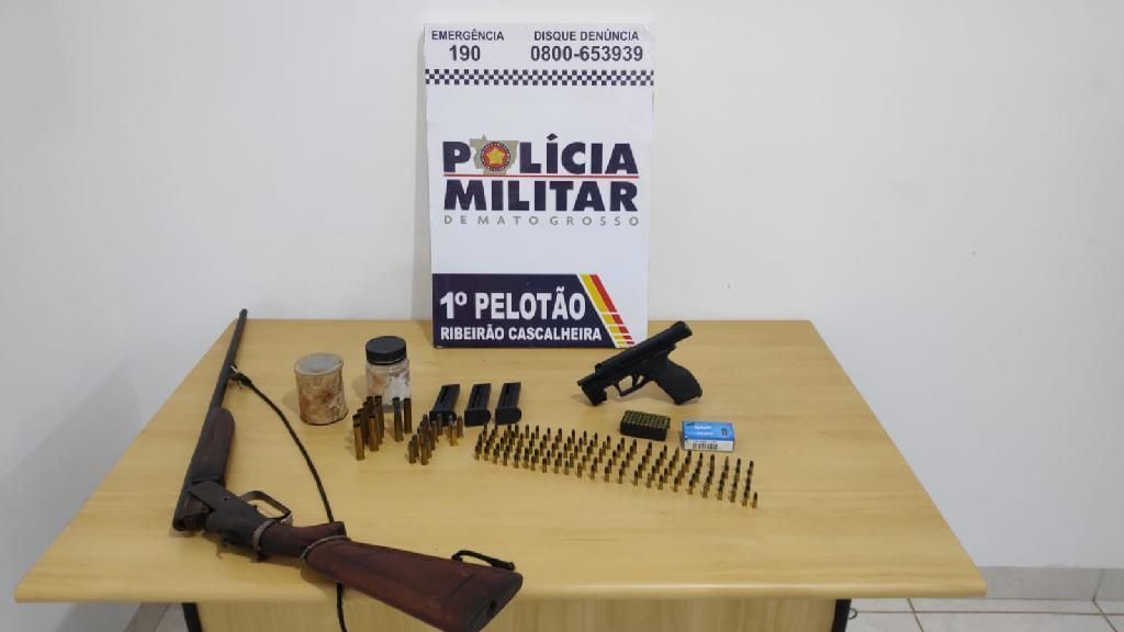Homem é preso em flagrante com armas de fogo e mais de 180 munições