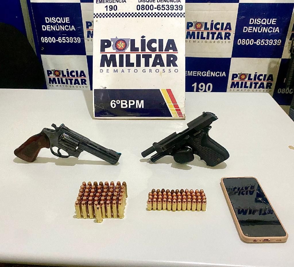 Mulher é presa com duas armas de fogo e 96 munições em Cáceres