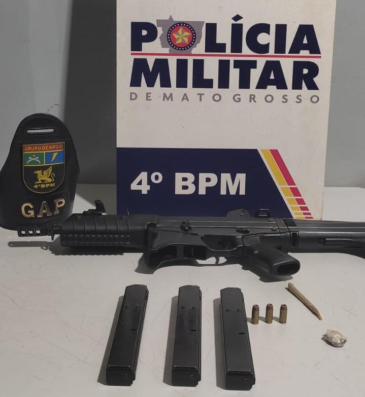 Homem é preso pela PM com submetralhadora em MT