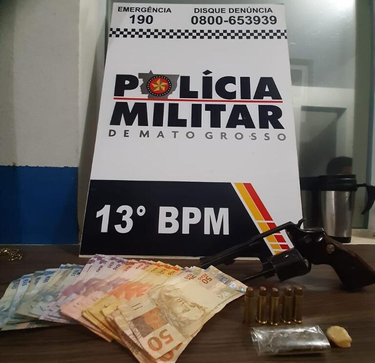 Suspeito é detido com drogas e arma de fogo durante abordagem em Lucas do Rio Verde