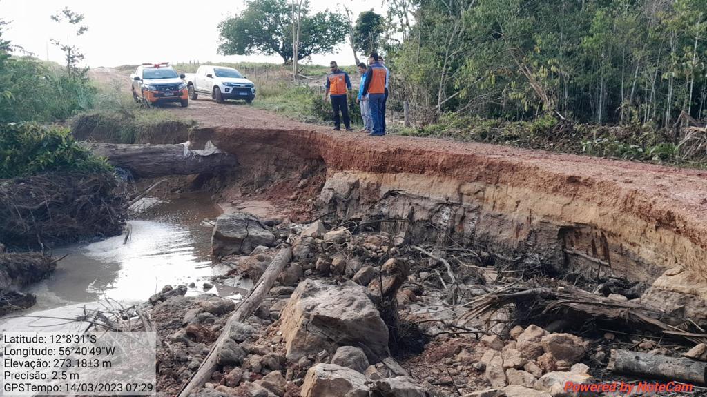 Defesa Civil avalia estragos feitos pelas chuvas em cidade vizinha a Lucas do Rio Verde
