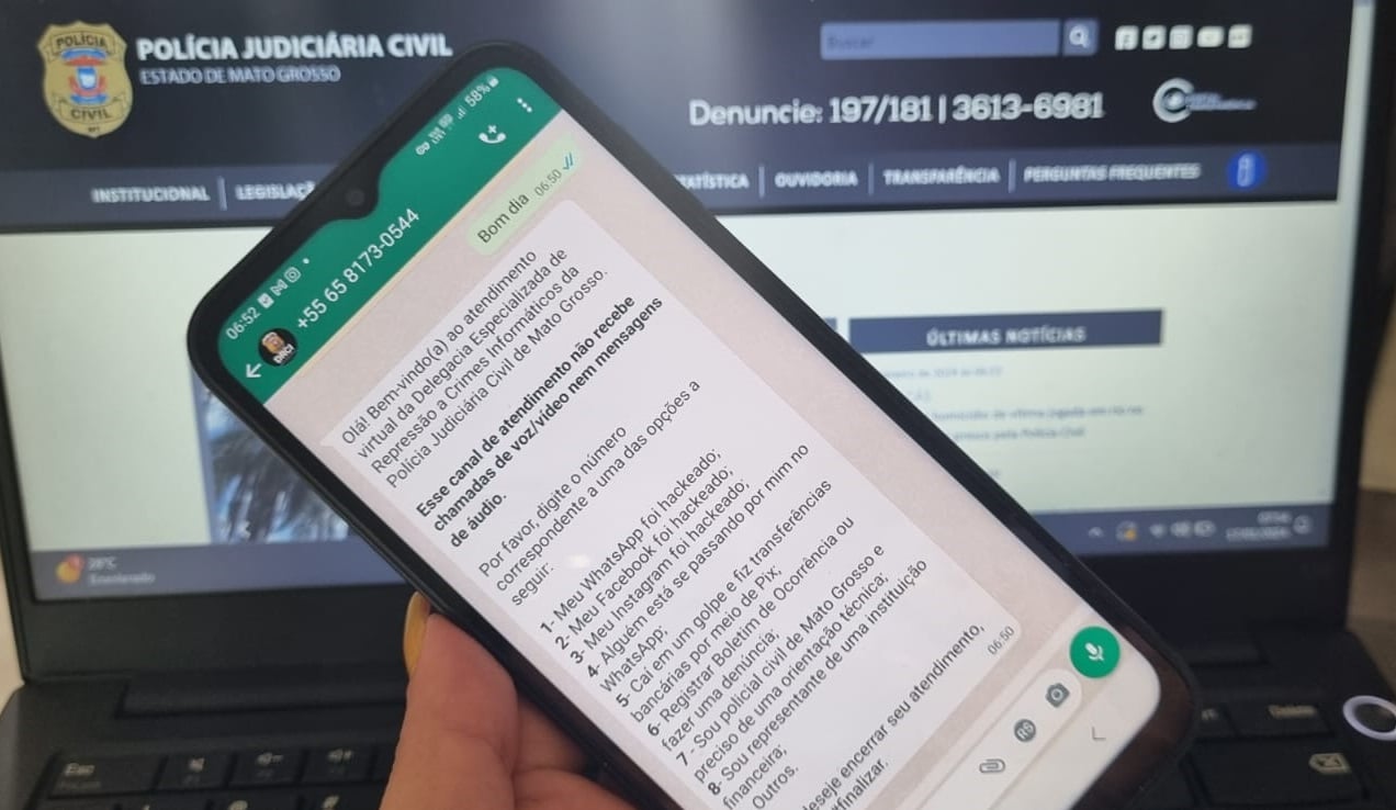 Polícia Civil lança canal no WhatsApp para orientar vítimas de golpes cibernéticos