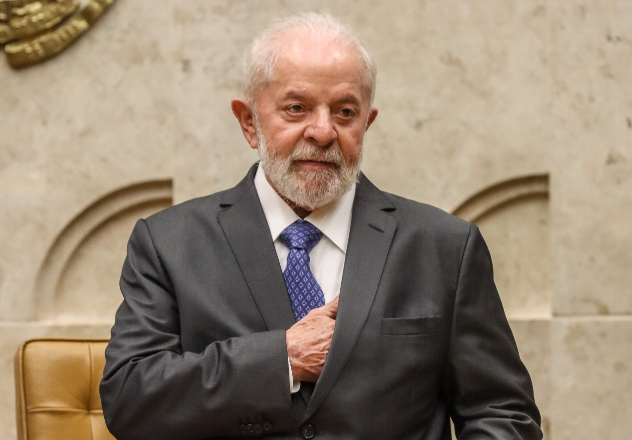 Brasília (DF), 22/02/2024, O Supremo Tribunal Federal (STF) realiza sessão solene de posse do novo ministro da Corte, Flávio Dino. Na foto o presidente Lula. Foto: Valter Campanato/Agência Brasil
