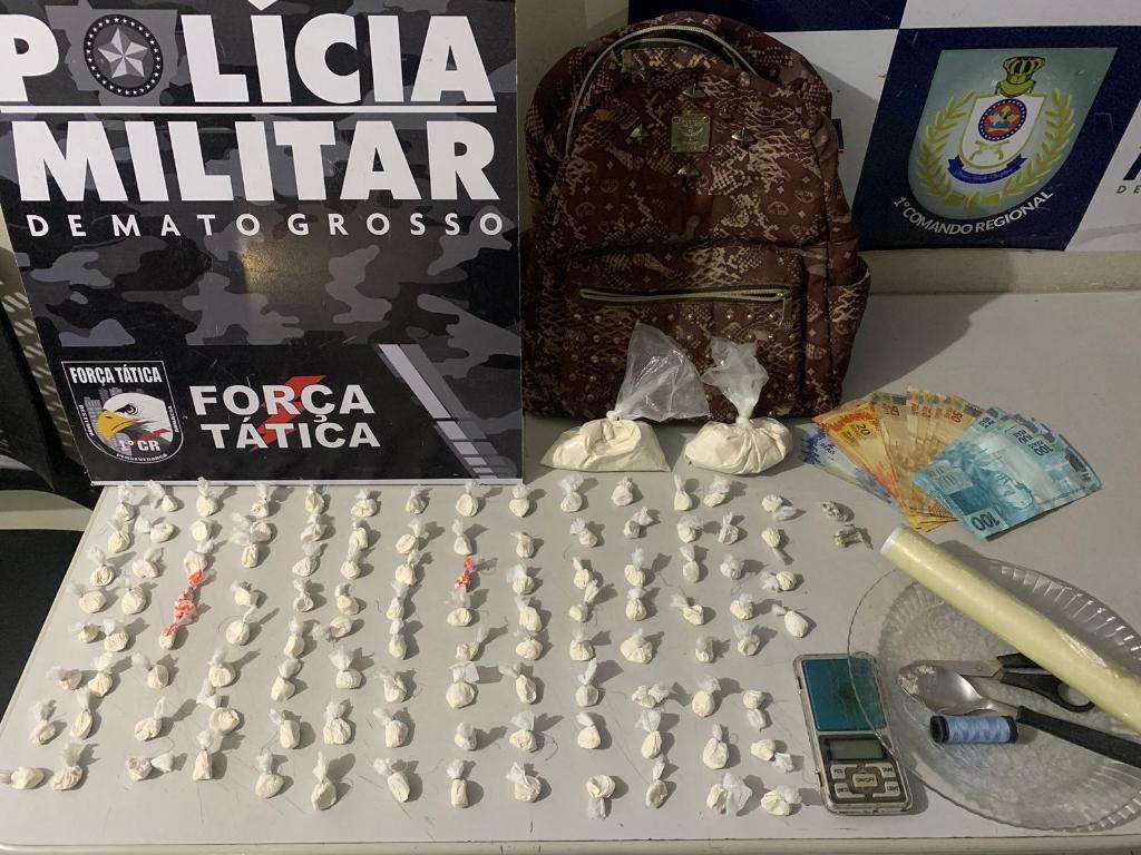 Força Tática de Cuiabá prende homem em flagrante com 112 porções de drogas