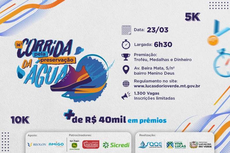 Inscrições para Corrida Pela Preservação da Água abrirão hoje (30)