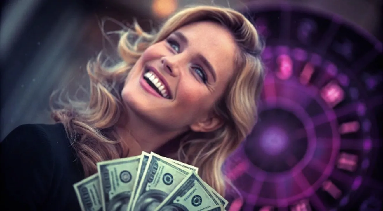 Mulher feliz Conexão com muito dinheiro