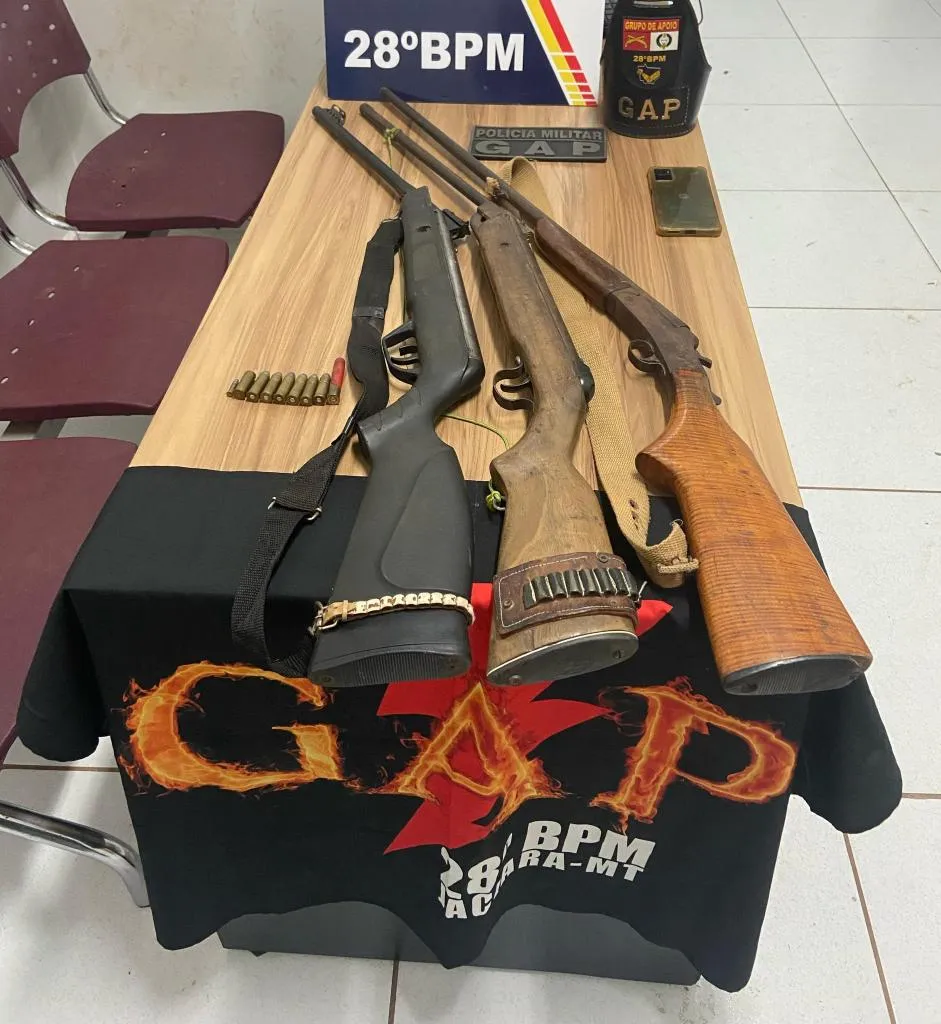 Homem é preso no interior de MT por porte ilegal de armas e violência doméstica