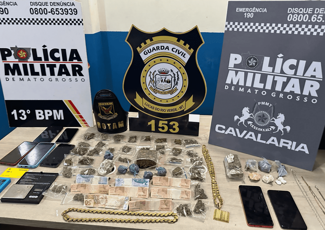 GCM e Polícia Militar apreendem drogas e conduz mulher por suspeita de tráfico em Lucas do Rio Verde