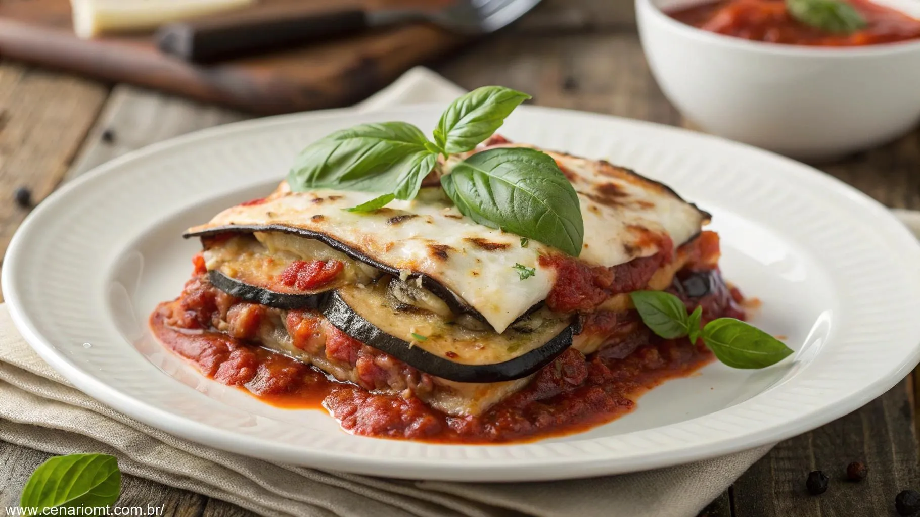 Receita Leve e Deliciosa de Lasanha de Berinjela com Molho de Tomate