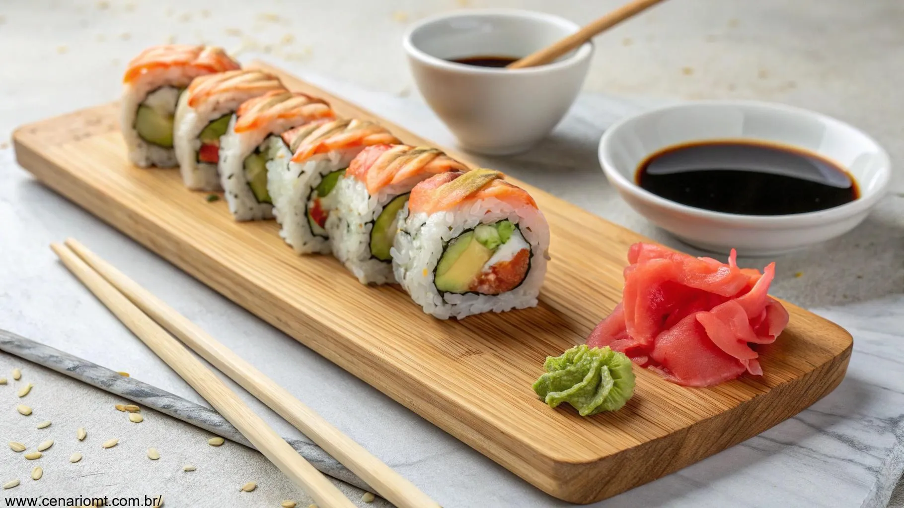 Sushi de Salmão e Abacate: Uma Explosão de Sabores Japoneses
