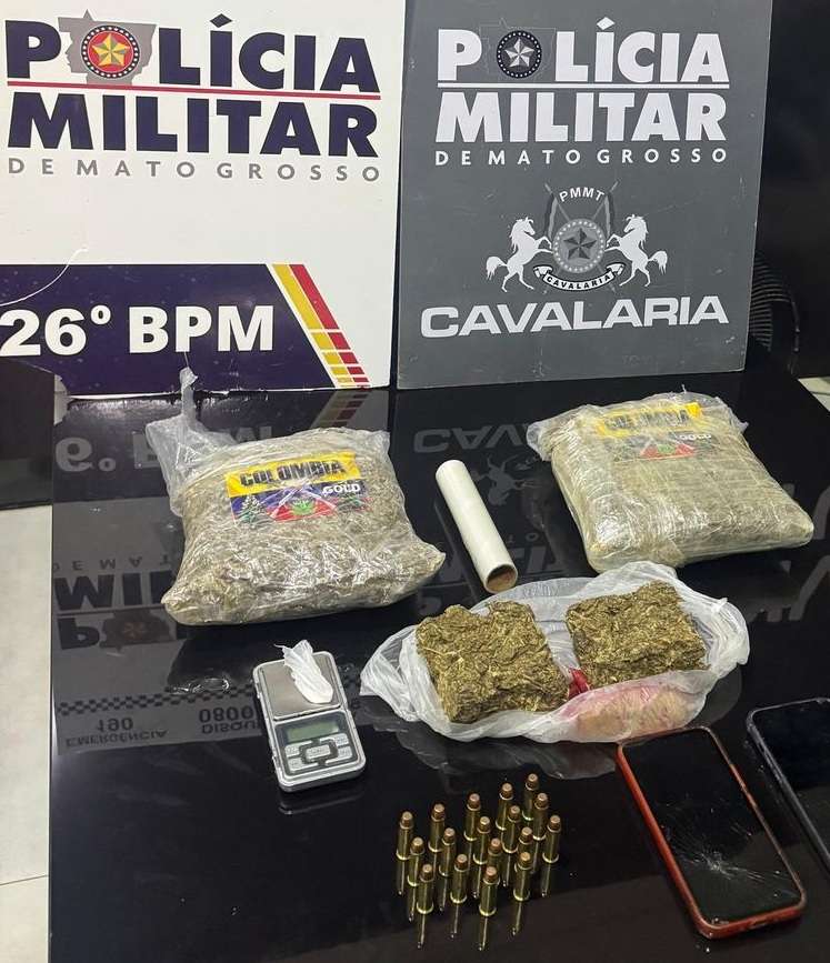 Três suspeitos são presos por tráfico de drogas e posse ilegal de munições em Nova Mutum 